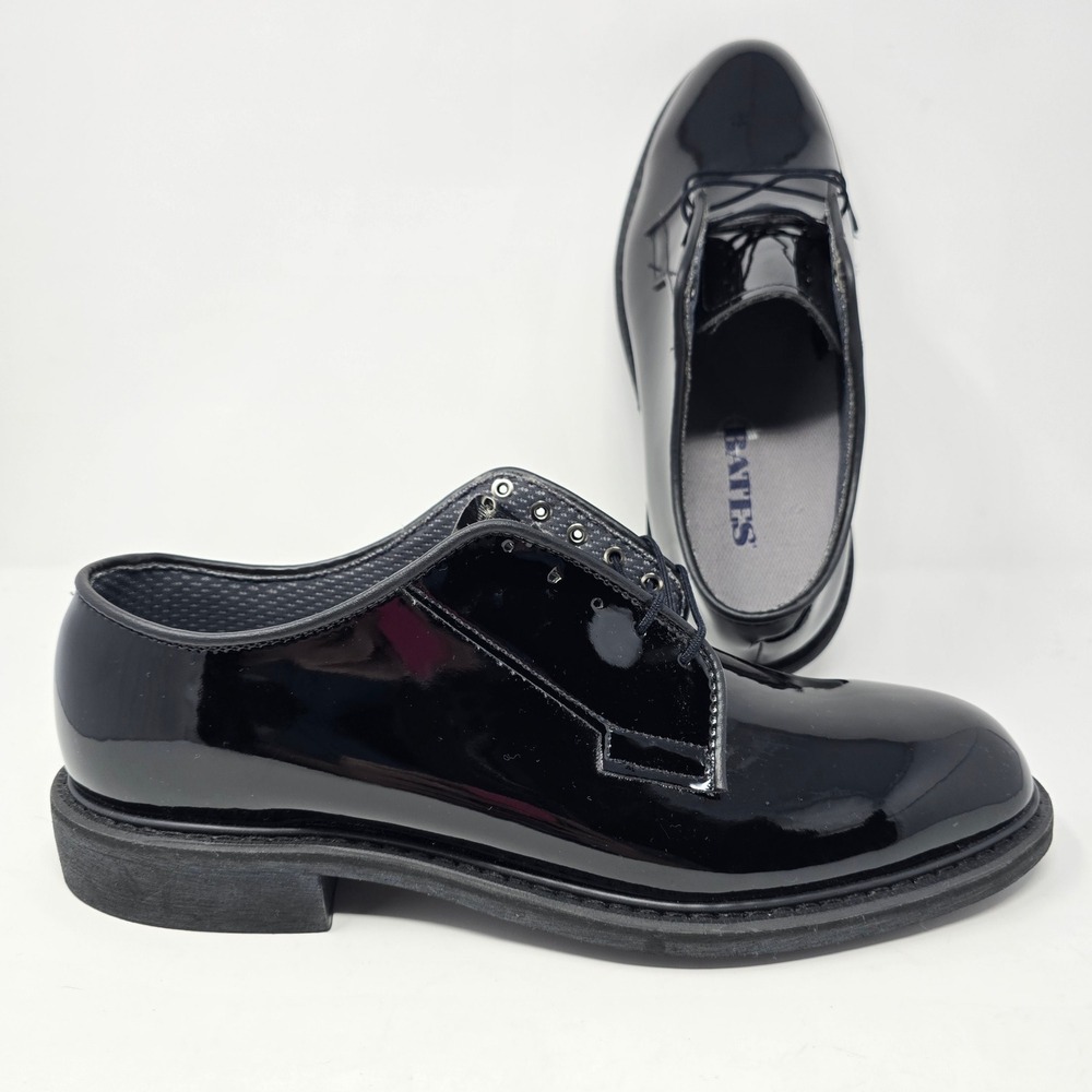 Bates Mens High Gloss Oxford Dress Shoes Black Patent Vibram Sole 10 D 00941C
